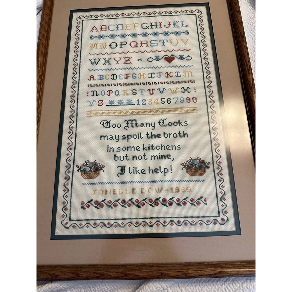 Vintage Cross Stitch Embroidery -‎ Alphabet - With Letters Red and Numbers